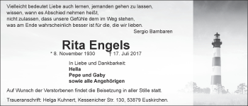Anzeige von Rita Engels von  Blickpunkt Euskirchen 
