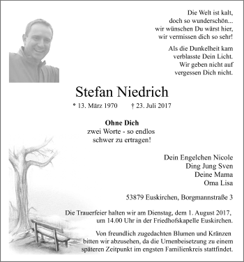 Anzeige von Stefan Niedrich von  Blickpunkt Euskirchen 
