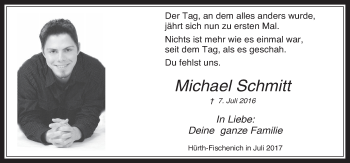 Anzeige von Michael Schmitt von  Wochenende 