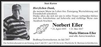 Anzeige von Norbert Eßer von  Werbepost 