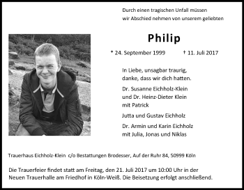 Anzeige von Philip  von Kölner Stadt-Anzeiger / Kölnische Rundschau / Express