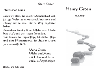 Anzeige von Henry Groen von  Schlossbote/Werbekurier 