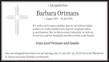 Anzeige von Barbara Ortmans von  Werbepost 