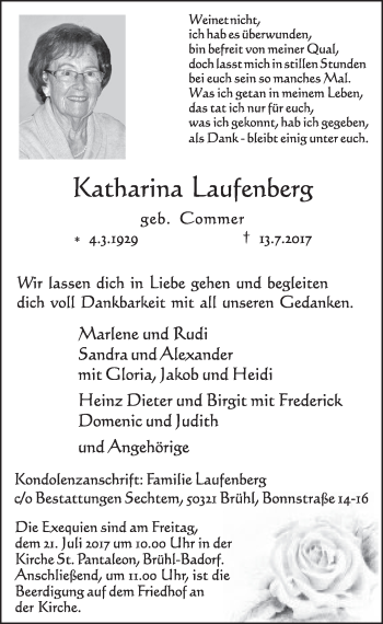 Anzeige von Katharina Laufenberg von  Schlossbote/Werbekurier 