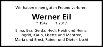 Anzeige von Werner Eil von Kölner Stadt-Anzeiger / Kölnische Rundschau / Express