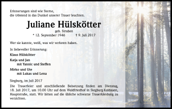 Anzeige von Juliane Hülskötter von Kölner Stadt-Anzeiger / Kölnische Rundschau / Express