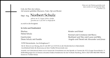 Anzeige von Norbert Schulz von Kölner Stadt-Anzeiger / Kölnische Rundschau / Express