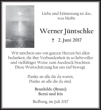 Anzeige von Werner Jüntschke von  Werbepost 
