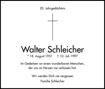 Anzeige von Walter Schleicher von Kölner Stadt-Anzeiger / Kölnische Rundschau / Express