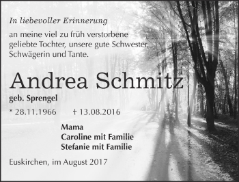 Anzeige von Andrea Schmitz von  Blickpunkt Euskirchen 