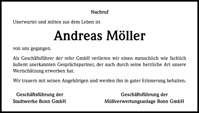  Traueranzeige für Andreas Möller vom 26.08.2017 aus Kölner Stadt-Anzeiger / Kölnische Rundschau / Express