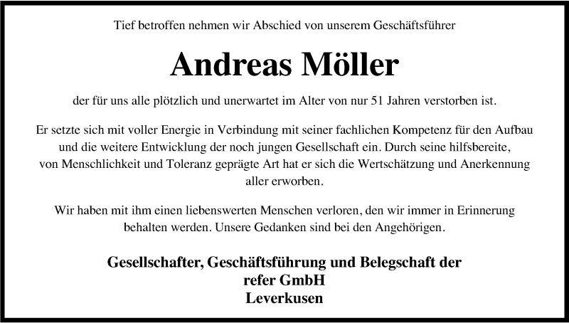  Traueranzeige für Andreas Möller vom 26.08.2017 aus Kölner Stadt-Anzeiger / Kölnische Rundschau / Express