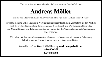 Anzeige von Andreas Möller von Kölner Stadt-Anzeiger / Kölnische Rundschau / Express