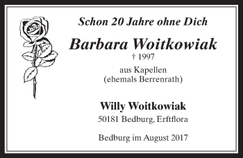 Anzeige von Barbara Woitkowiak von  Werbepost 