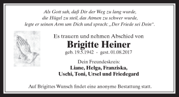 Anzeige von Brigitte Heiner von  Werbepost 