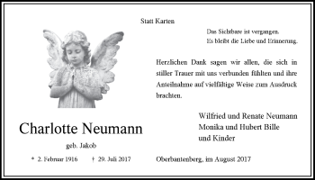 Anzeige von Charlotte Neumann von  Anzeigen Echo 