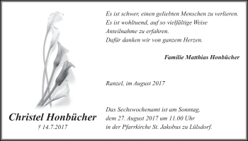 Anzeige von Christel Honbücher von  Extra Blatt 