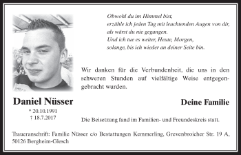 Anzeige von Daniel Nüsser von  Werbepost 