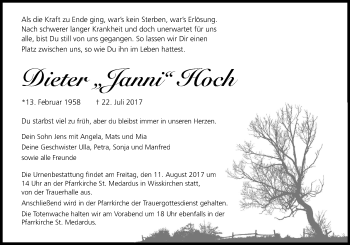 Anzeige von Dieter Hoch von Kölner Stadt-Anzeiger / Kölnische Rundschau / Express