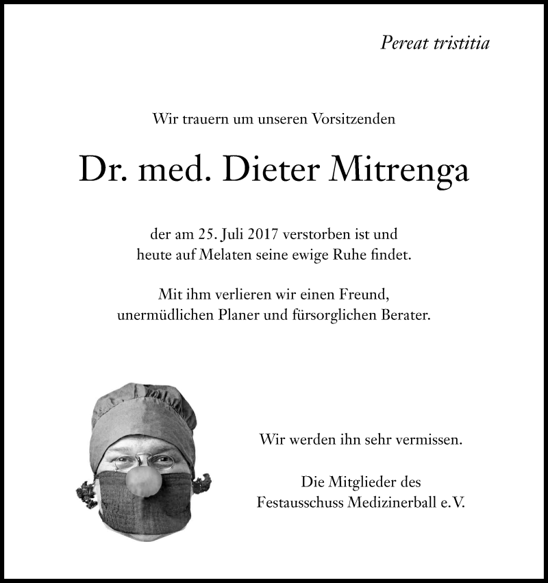  Traueranzeige für Dieter Mitrenga vom 05.08.2017 aus Kölner Stadt-Anzeiger / Kölnische Rundschau / Express