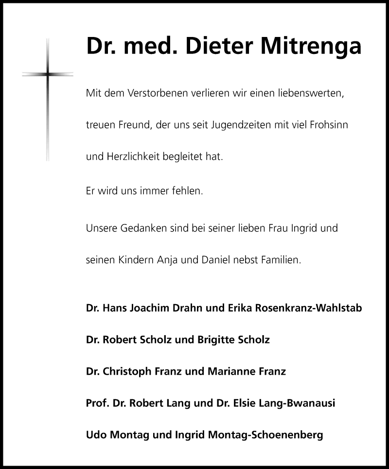  Traueranzeige für Dieter Mitrenga vom 02.08.2017 aus Kölner Stadt-Anzeiger / Kölnische Rundschau / Express