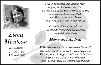 Anzeige von Elena Muntean von  Blickpunkt Euskirchen 