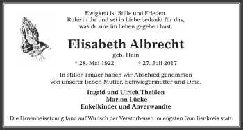 Anzeige von Elisabeth Albrecht von  Werbepost 