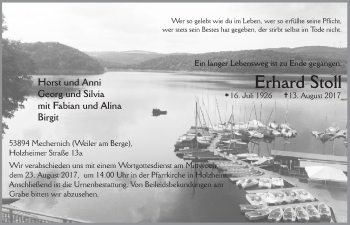 Anzeige von Erhard Stoll von  Blickpunkt Euskirchen 
