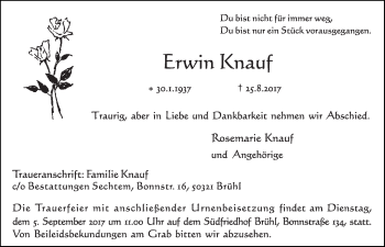 Anzeige von Erwin Knauf von  Schlossbote/Werbekurier 