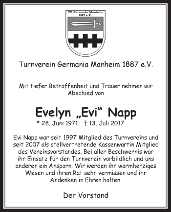 Anzeige von Evelyn Napp von  Werbepost 