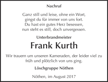 Anzeige von Frank Kurth von  Blickpunkt Euskirchen 