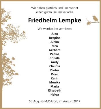 Anzeige von Friedhelm Lempke von Kölner Stadt-Anzeiger / Kölnische Rundschau / Express