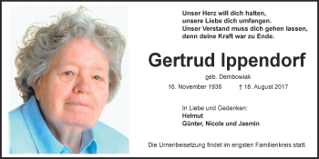 Anzeige von Gertrud Ippendorf von  Blickpunkt Euskirchen 