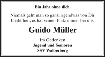 Anzeige von Guido Müller von  Schlossbote/Werbekurier 