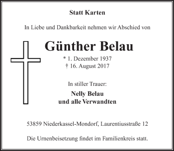 Anzeige von Günther Belau von  Extra Blatt 