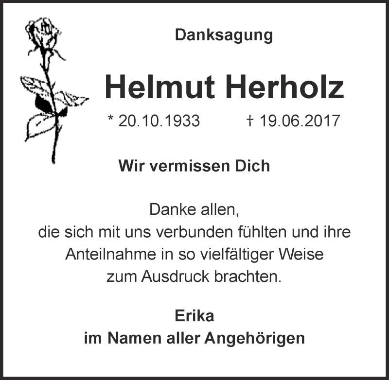  Traueranzeige für Helmut Herholz vom 05.08.2017 aus  Blickpunkt Euskirchen 