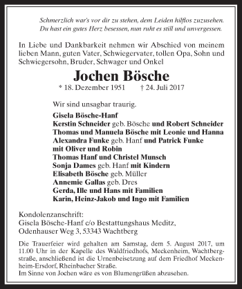 Anzeige von Jochen Bösche von  Schaufenster/Blickpunkt 