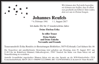 Anzeige von Johannes Reufels von  Werbepost 