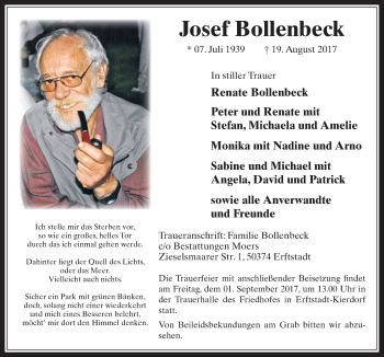 Anzeige von Josef Bollenbeck von  Werbepost 