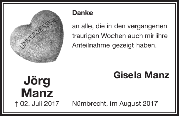 Anzeige von Jörg Manz von  Lokalanzeiger 