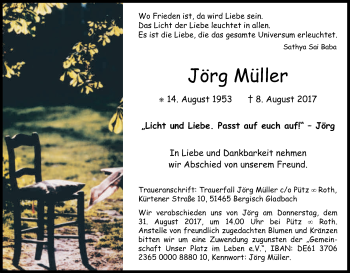 Anzeige von Jörg Müller von Kölner Stadt-Anzeiger / Kölnische Rundschau / Express