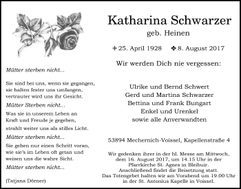 Anzeige von Katharina Schwarzer von  Blickpunkt Euskirchen 