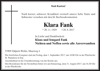 Anzeige von Klara Fank von  Werbepost 