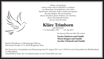 Anzeige von Kläre Trimborn von  Werbepost 