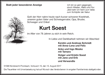 Anzeige von Kurt Soest von  Lokalanzeiger 
