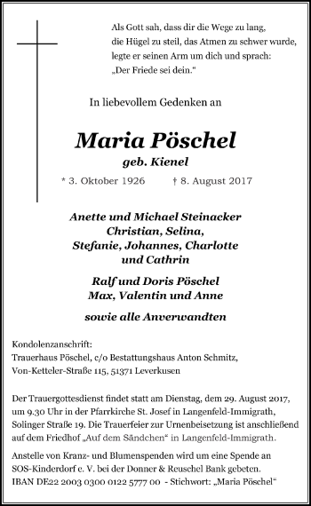 Anzeige von Maria Pöschel von  Lokale Informationen 