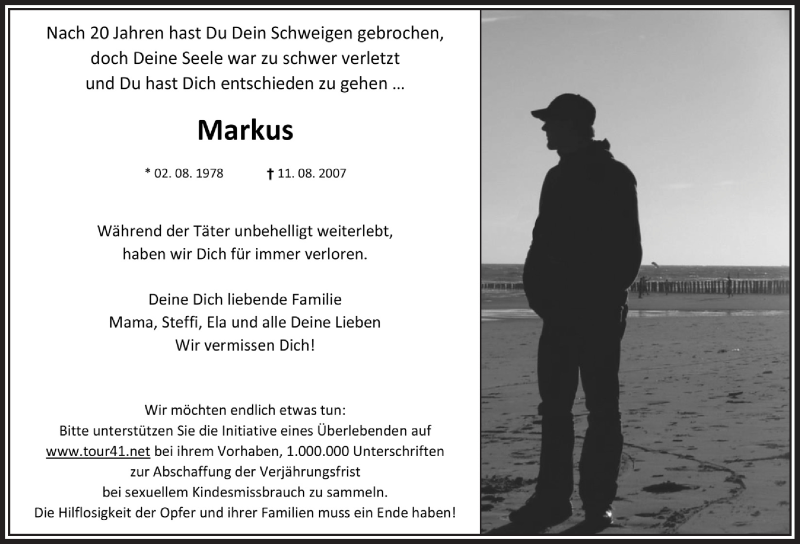  Traueranzeige für Markus  vom 09.08.2017 aus  Bergisches Handelsblatt 