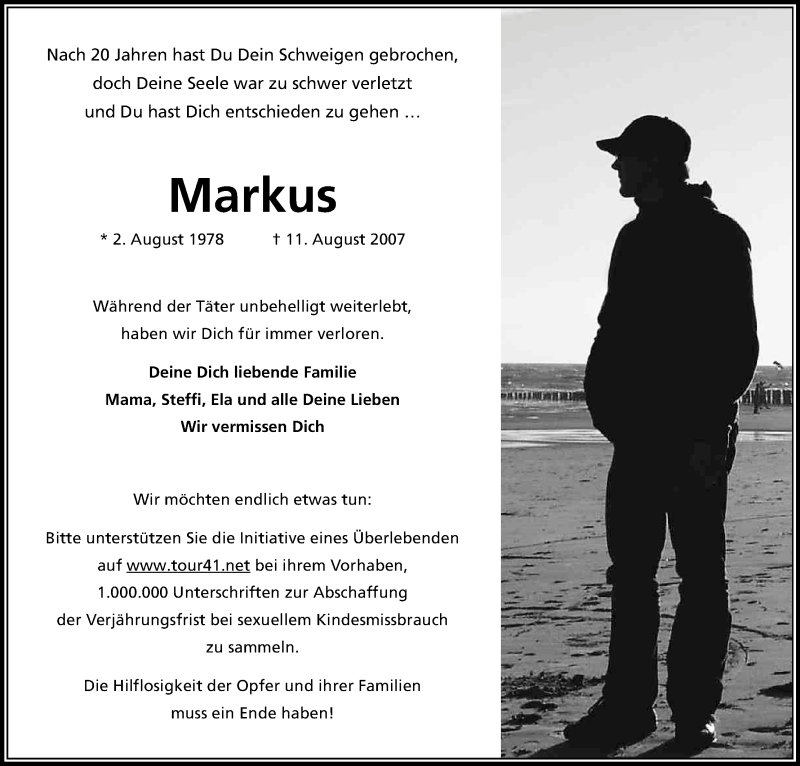  Traueranzeige für Markus  vom 12.08.2017 aus Kölner Stadt-Anzeiger / Kölnische Rundschau / Express