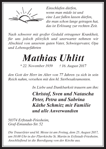 Anzeige von Mathias Uhlitt von  Werbepost 