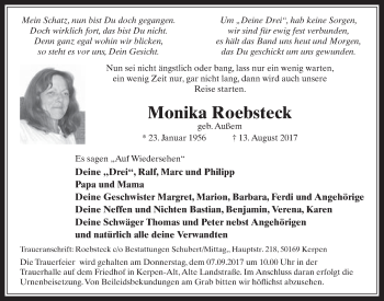 Anzeige von Monika Roebsteck von  Werbepost 